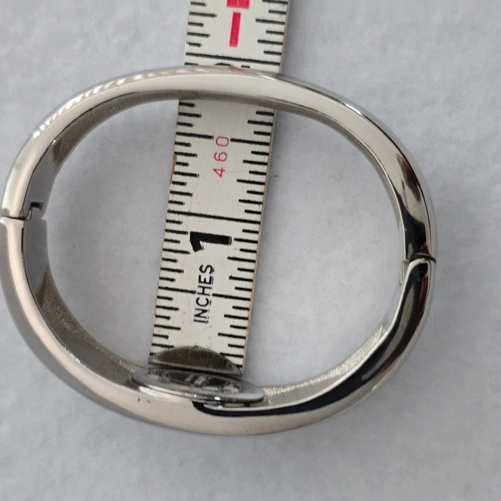 Giovani Beverly Hills Watch Bangle Cuff Silver Heart Floating Crystal UNTESTED
